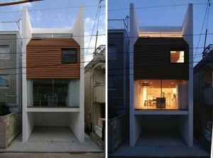 Маленький двухэтажный японский дом. Проект городского коттеджа.