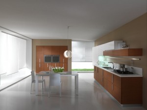 Светлая просторная кухня в коттедже. Дизайн кухни