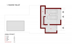 План подземного уровня с гаражами в коттедже